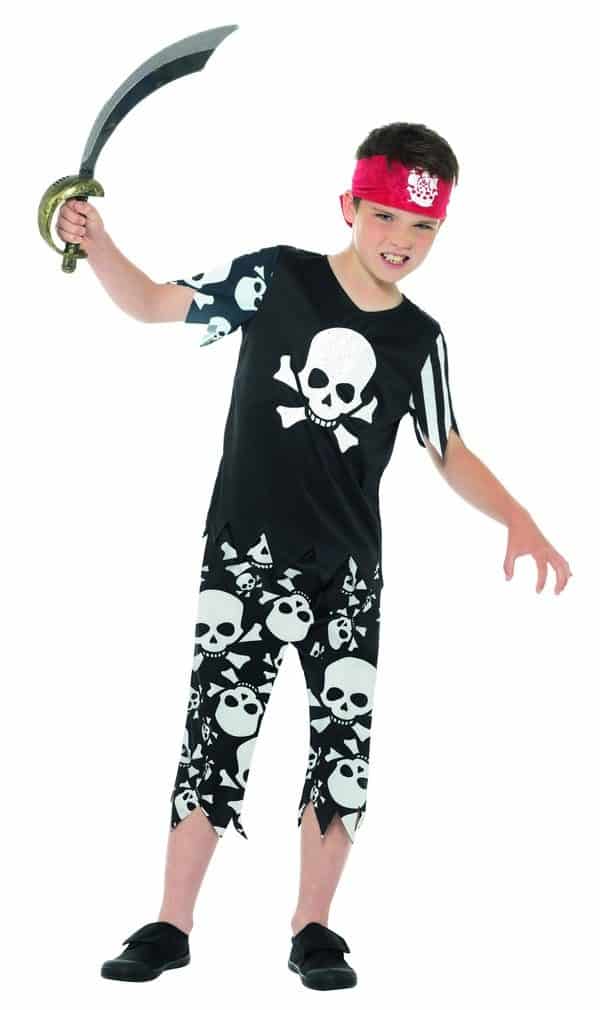Pirate Boy Skull Design Costume Age 10-12