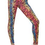 Ladies Neon Leopard Print Leggings Multi-Coloured UK Dress Size 6-14