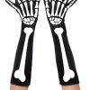 Halloween Skeleton Gloves, Black, Long