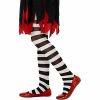 Children's Witch Black and White Striped Tights, Age 6-12 Years