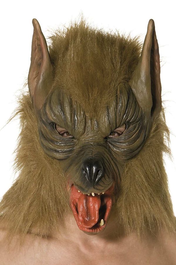 Halloween Wolf Mask, Overhead with Faux Fur - Brown