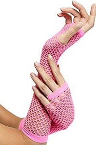 1980's Fishnet Gloves - Long Pink