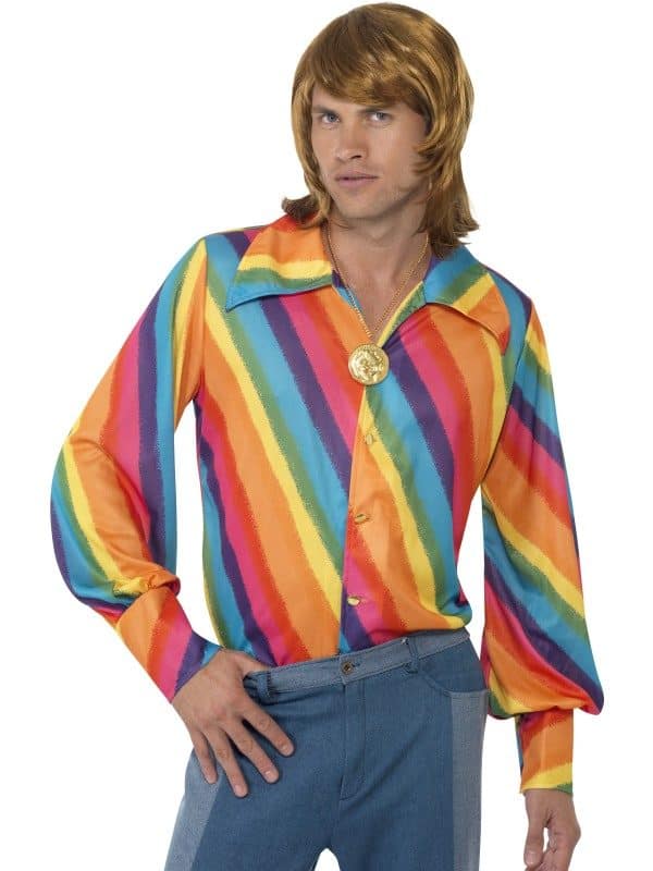 1970s Men's Retro Shirt, Rainbow Colour