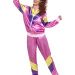 Ladies 1980s Shell Suit Costume Pink Large