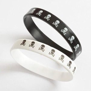 Pirate Rubber Bracelets 1 white 1 Black Supplied