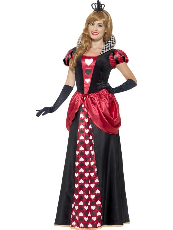 Royal Red Queen Of Hearts Style Costume, Red, with Dress & Crown