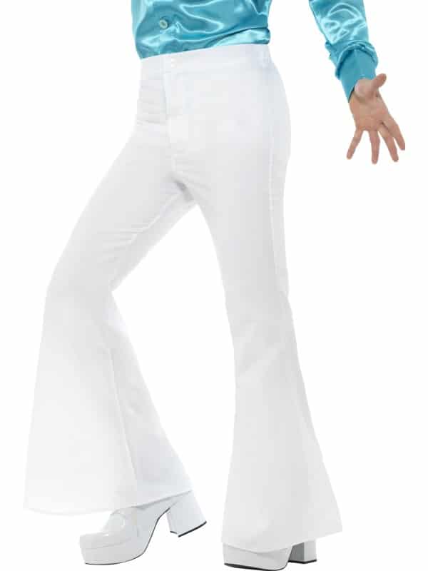 Mens White Flared Trousers