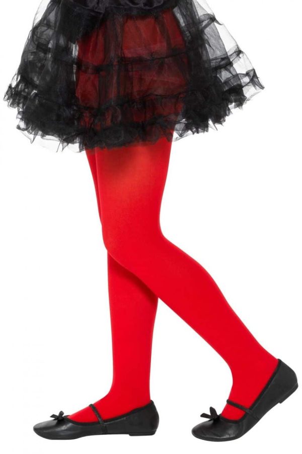 Children's Red Opaque Tights Age 6-12