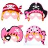 girls pink pirate masks x 4 - party bag fillers - fancy dress - hen nights
