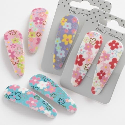 Hair Slides With Pastel Flowers