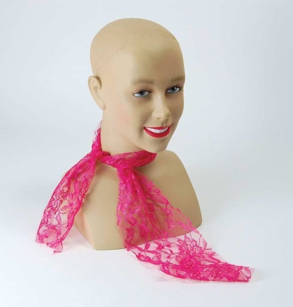 Neon Pink Lace Scarf 1980'S Style