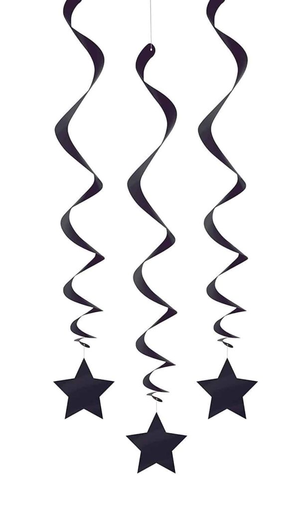 66cm Hanging Star Black Party Decorations, Pack of 3