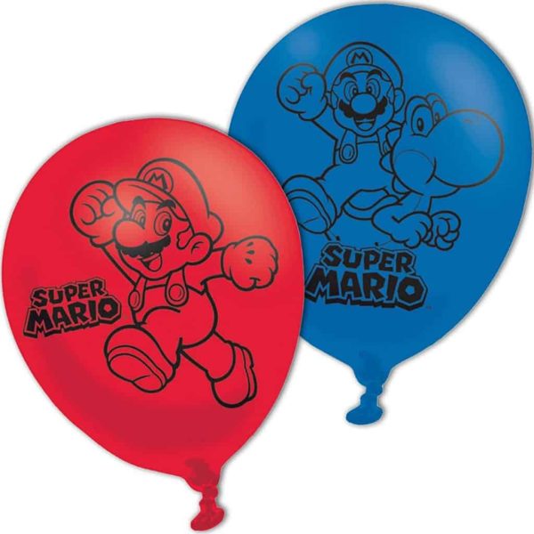 11-Inch Super Mario Bros 4 Sided Latex Balloons