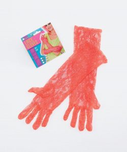 1980's Neon Lace Gloves. Orange ***