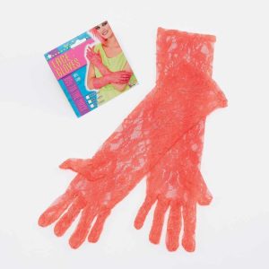 1980's Neon Lace Gloves. Orange ***