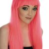 1980's Neon Pink Long Haired Fringe Wig