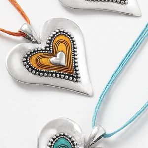 Heart Pendant Necklace On A Cord
