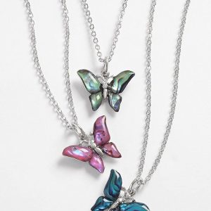 Butterfly necklace in Inlaid abalone shell