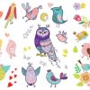Children's Party Glitter Tattoo Stickers / Temporary Tattoos Owls and Birds