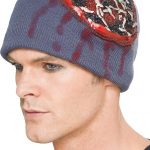 Zombie Beanie Hat with Exposed Brain and Latex Maggots (Colours May Vary)