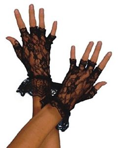1980's Fingerless Lace Black Gloves
