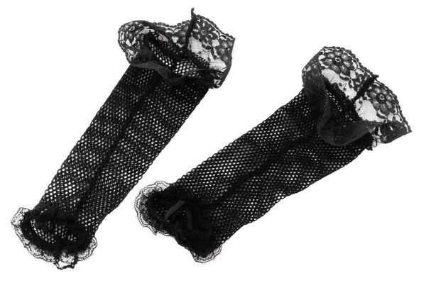 Womens 1980s Black Fingerless Gloves