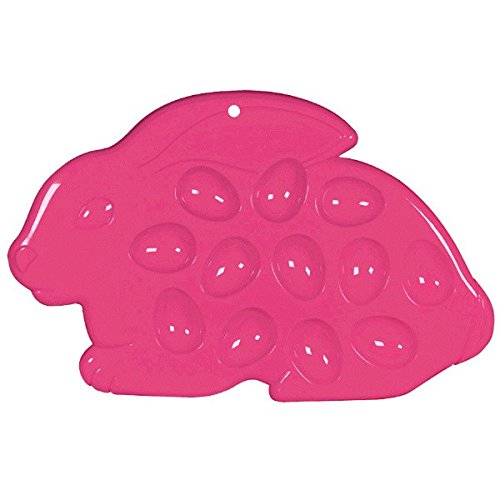 Happy Easter Party Bunny Shaped Plastic Pink Egg Tray