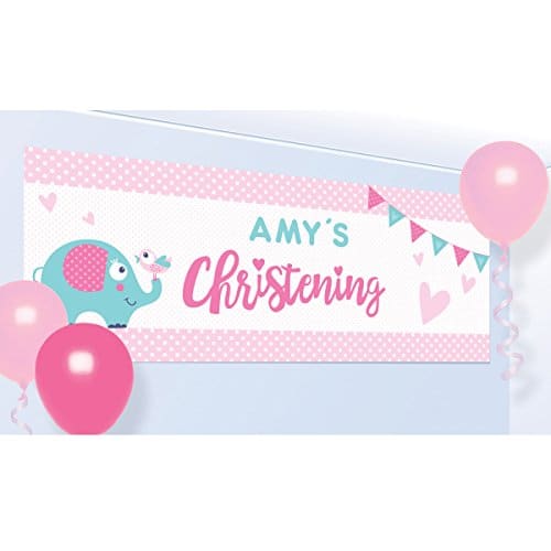 Party Pink Do It Yourself Customisation Banner On Your Christening Day