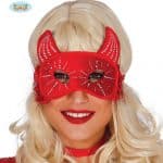 Red Devil Eye Mask With Horns