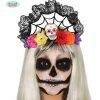 Halloween Skull Tiara With Flowers