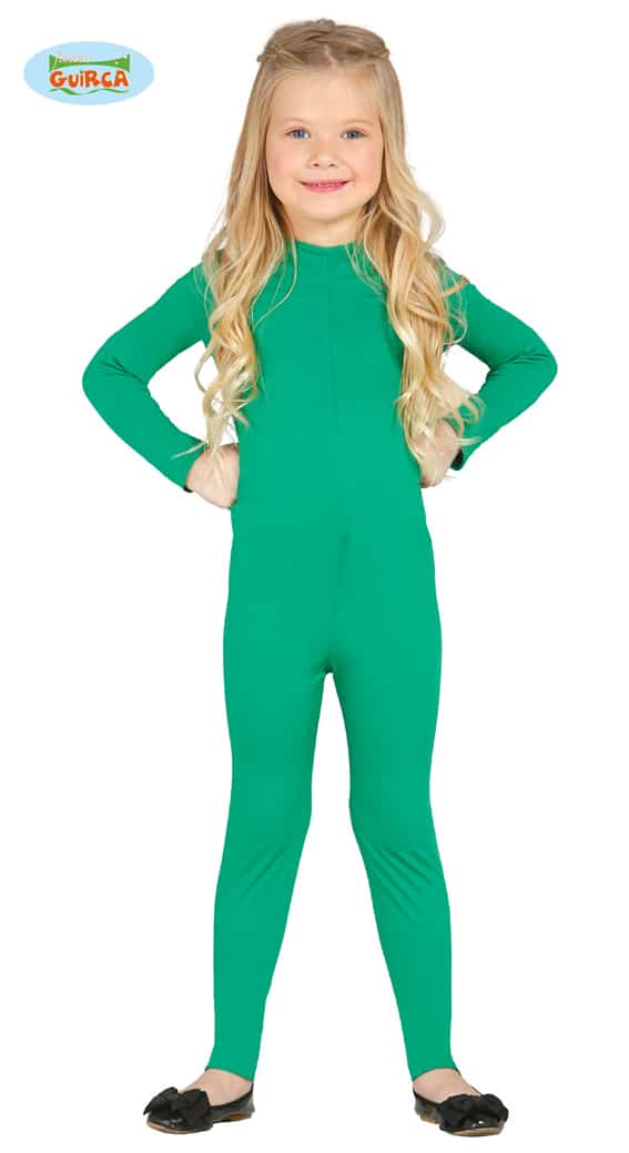 Childrens All In One Stretch Body Suit In Green ~ 5-6
