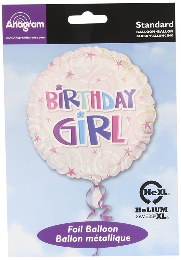 Birthday Girl Foil Balloon Swirls
