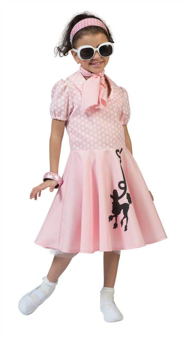 Childrens 1950s Pink Poodle Dress Large