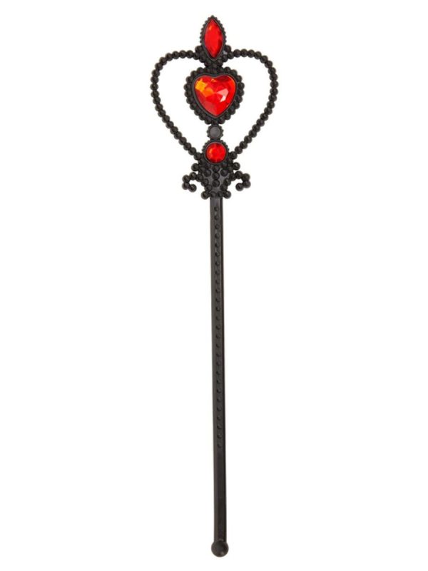 Witch Wand Black with Red Gems
