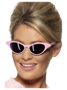 1950s Style Pink Sunglasses with Black Lenses
