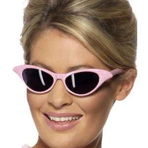 1950s Style Pink Sunglasses with Black Lenses