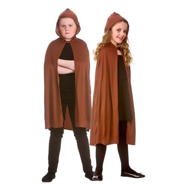 Childrens Brown Hooded Cape One Size