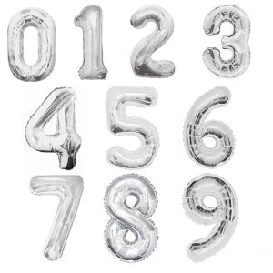 Silver Super Shape Number Balloons