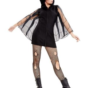 Spider Zip Up Jumper Dress, Black Costume X Small