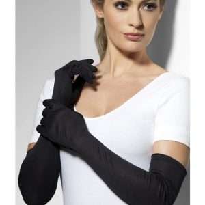 Womens Long Black Elbow Length Gloves