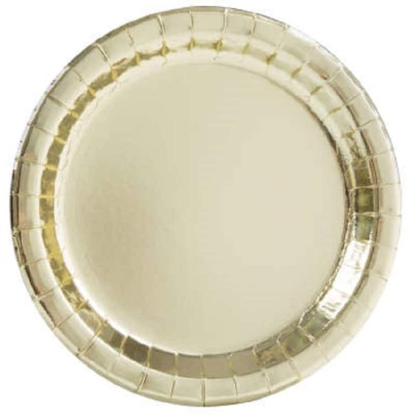 Gold Foil Round 9inch Dinner Plates 8ct - Foil Board