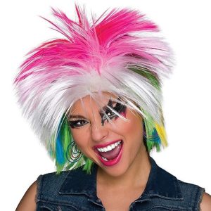 1980s Womens Multi Colour Punk Wig
