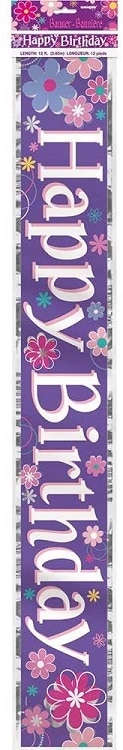 Purple Blossom Happy Birthday Banner