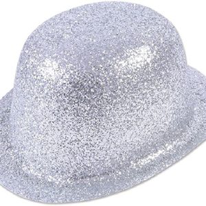 Silver Glitter Bowler Hat