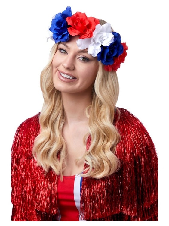 Flower Crown Red White And Blue One Size