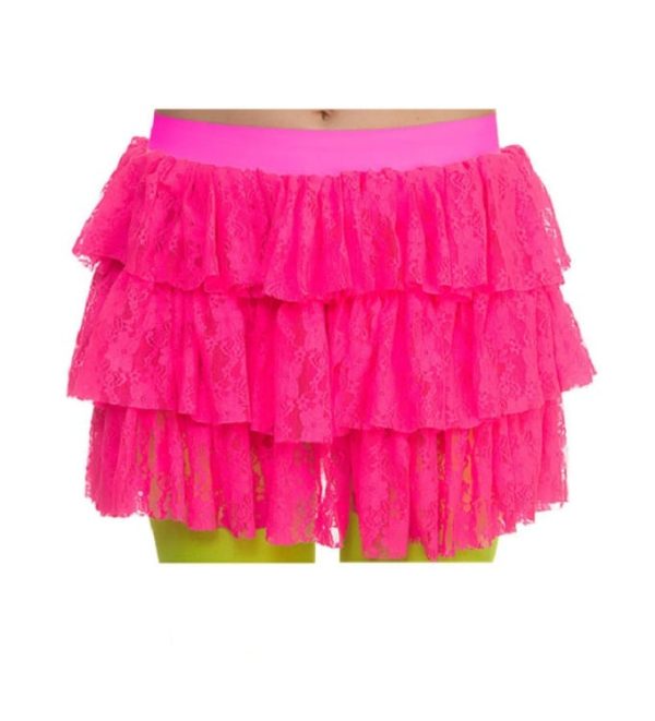 80's Lacy Ra-Ra Skirt M - Pink
