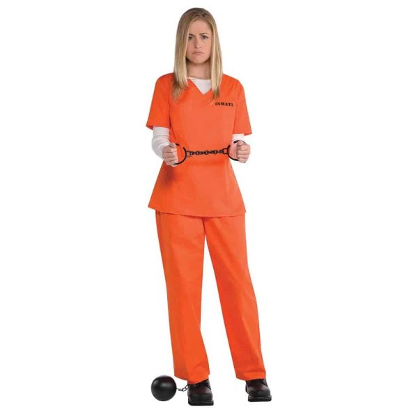 Womens Orange Convict Prisoner Costume Standard