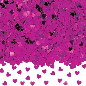 Hot Pink Hearts Metallic Confetti