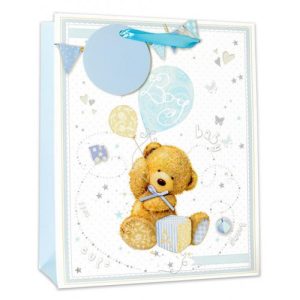 Baby Boy Teddy Bear Medium Gift Bag