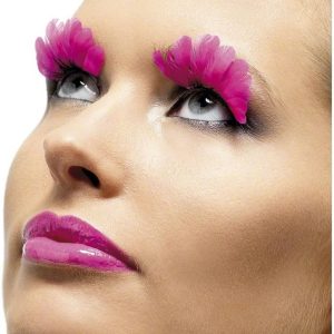 Neon Pink Feather Eyelashes
